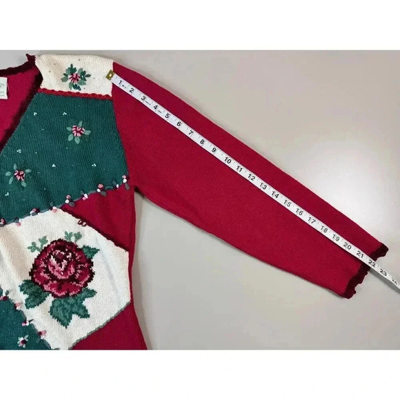 Vintage Susan Bristol Hand Embroidered Christmas Sweater Holiday Party Classic L - Picture 5 of 12